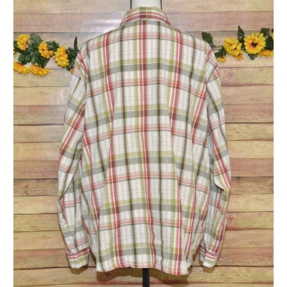 Alfred Dunner Women's 20W Fall Tan Plaid Floral Embroidered Button Front Shirt - Picture 6 of 9